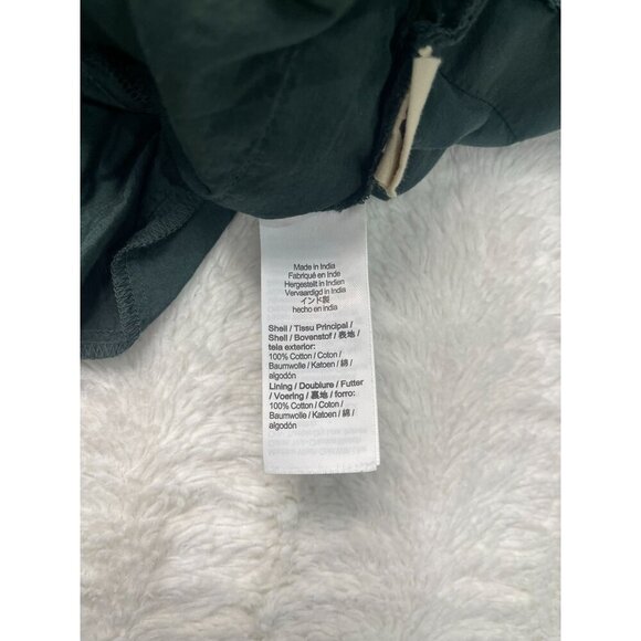 Madewell Crinkle Poplin Wrap Mini Dress Medium Green Drawstring Waist - Picture 10 of 11